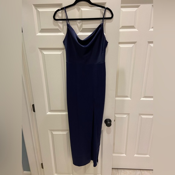 Navy NBD Silk Midi Dress from Revolve - Picture 2 of 4